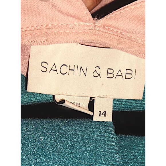 Sachin + Babi Pink Satin Shoulder Adjustable Tie Straps Formal Dress Size 14 - Picture 3 of 7